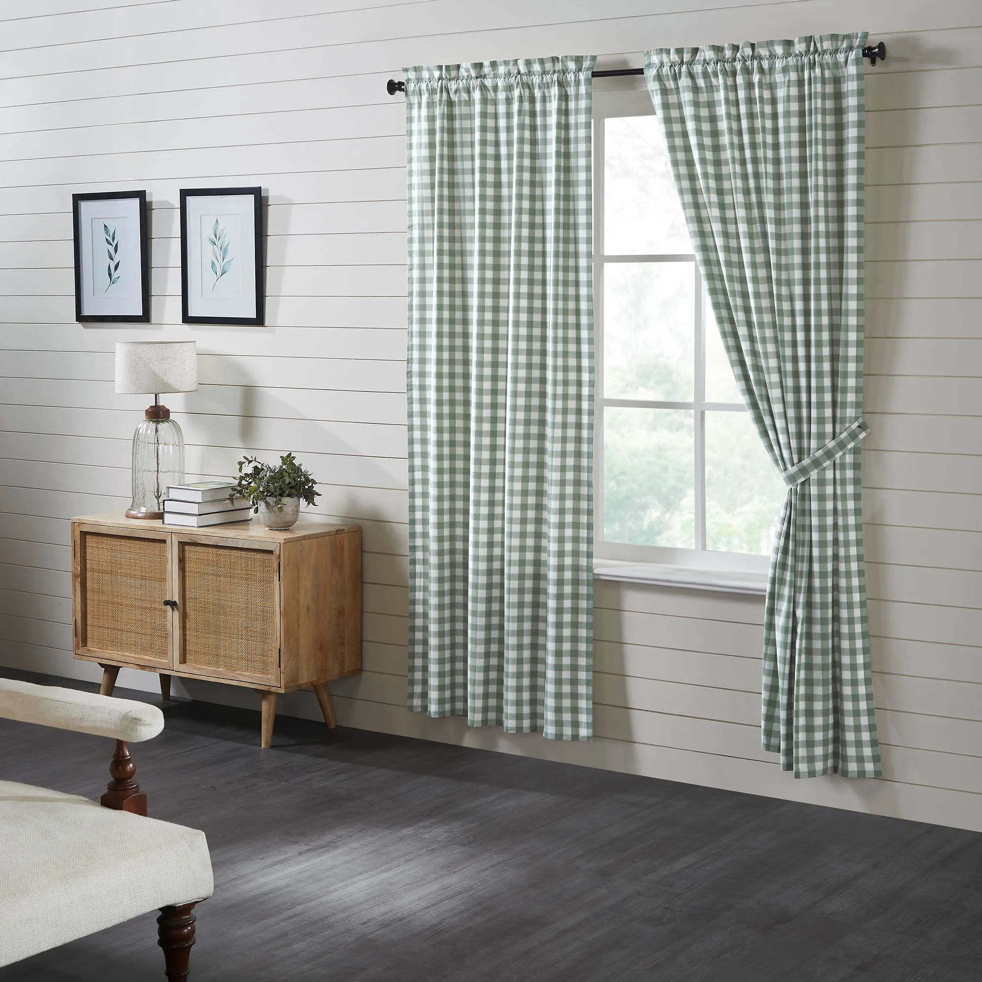 Annie Buffalo Green Check Panel Set of 2 84x40