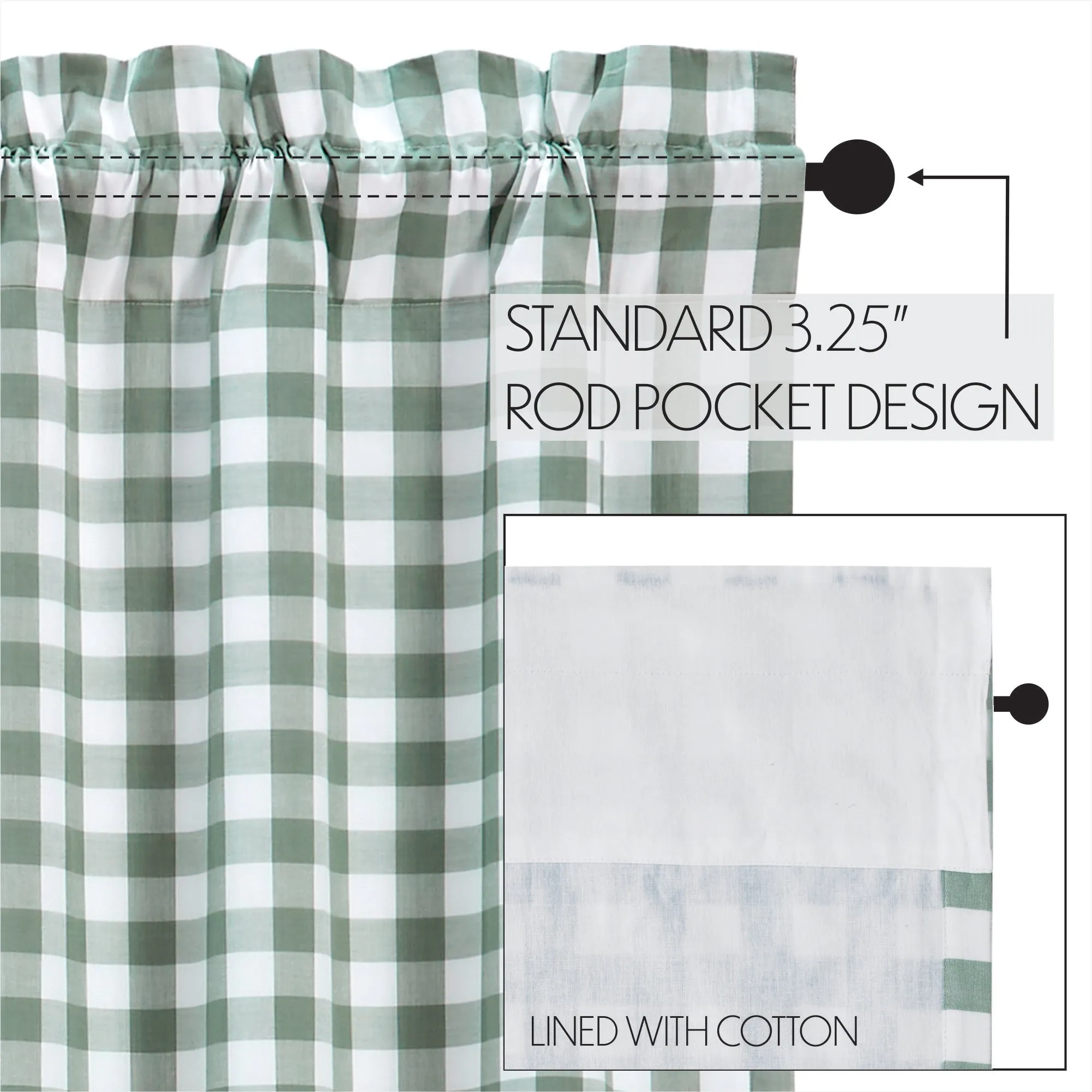 Annie Buffalo Green Check Panel Set of 2 84x40