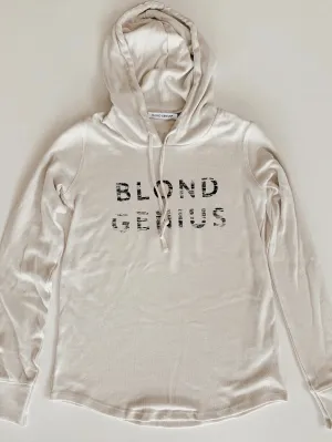 Blond Genius - Distressed Logo Hoodie in Bone