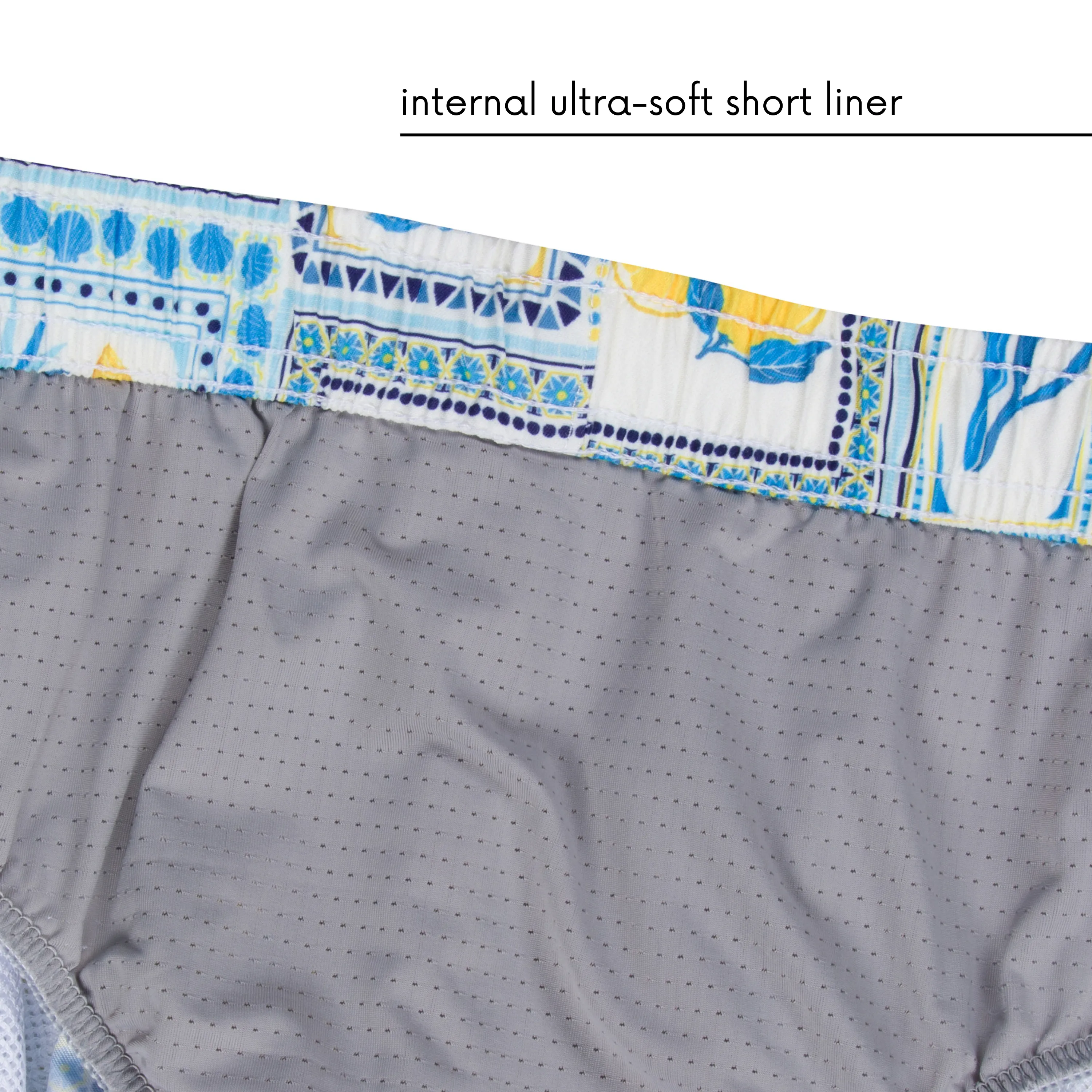 Boys Short Sleeve Zipper Rash Guard and Swim Trunk Set | "Mediterranean Lemons"