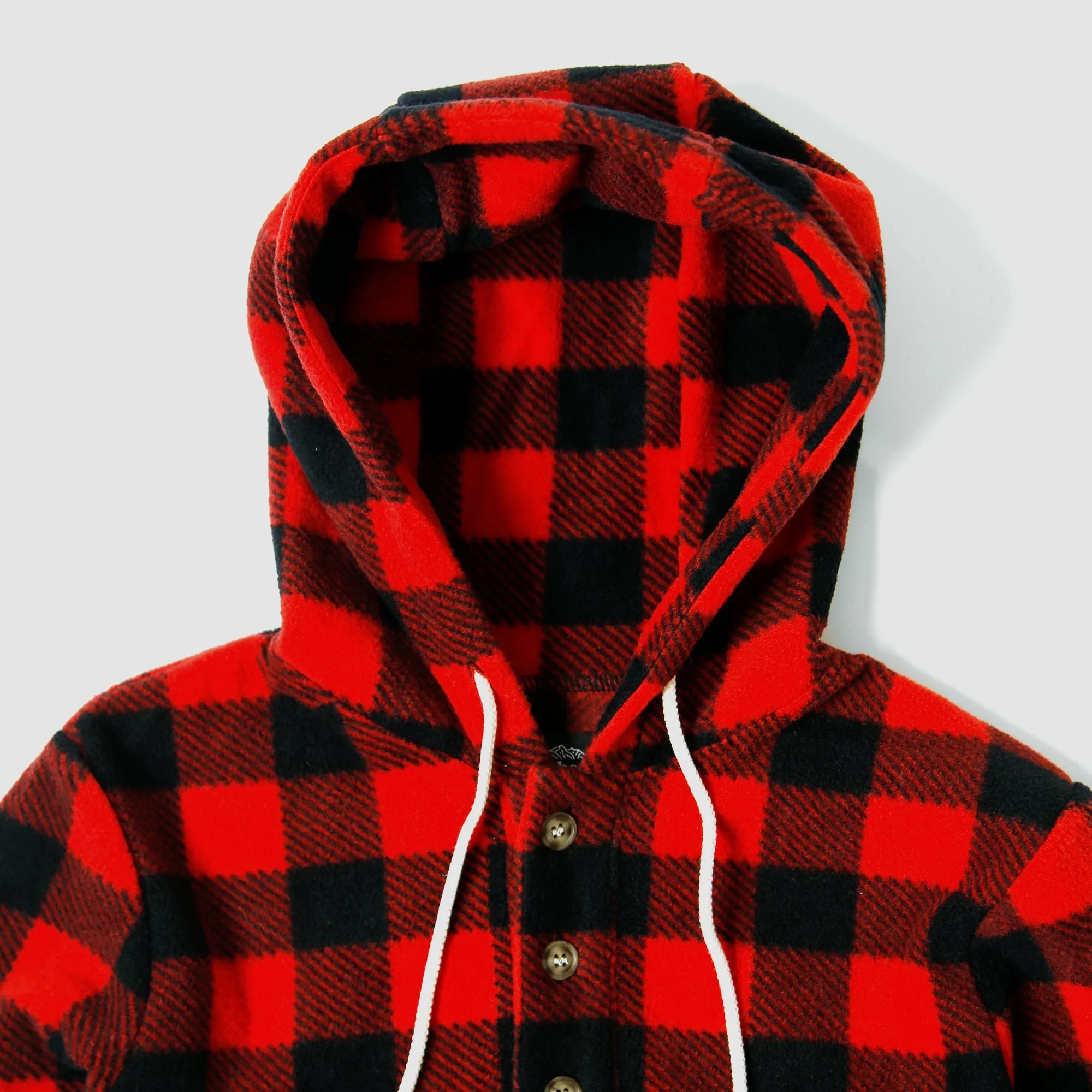 Camping Hoodie -  Red Buffalo Check Polar Fleece