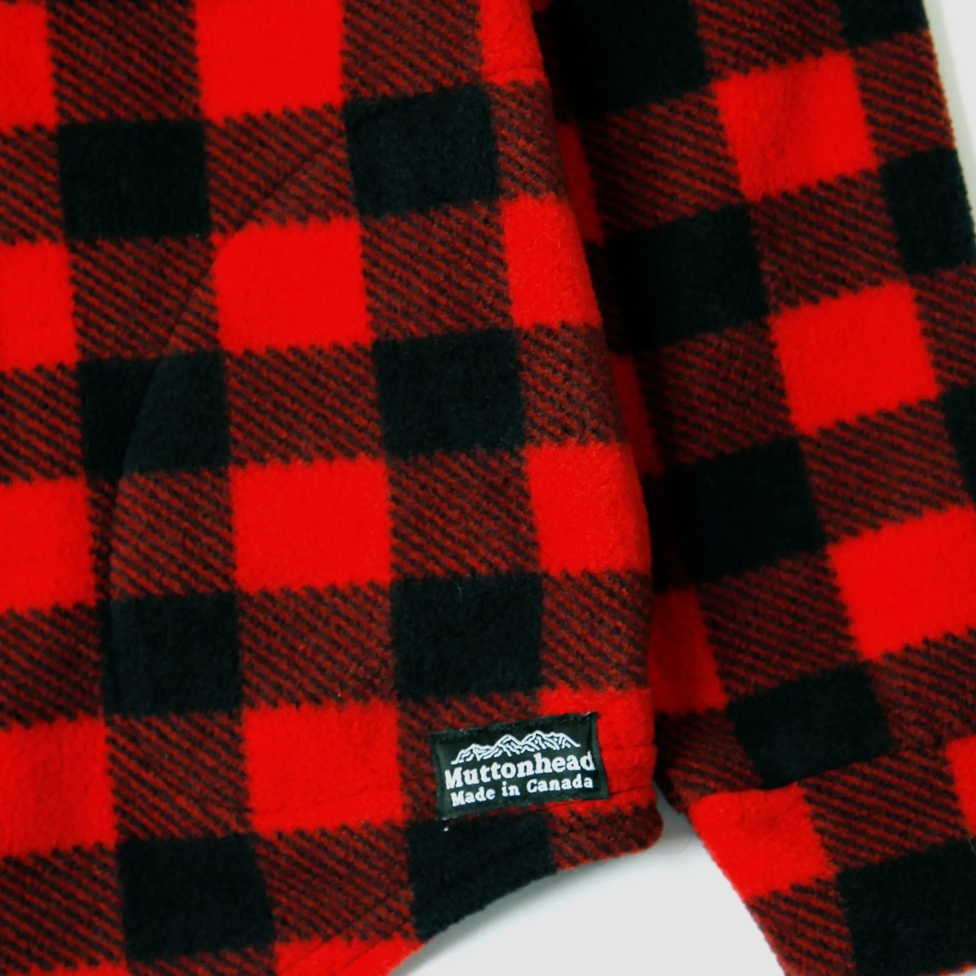 Camping Hoodie -  Red Buffalo Check Polar Fleece