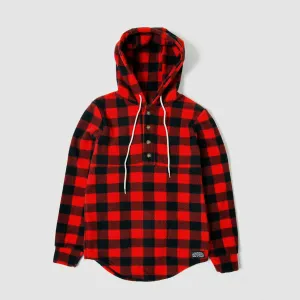 Camping Hoodie -  Red Buffalo Check Polar Fleece