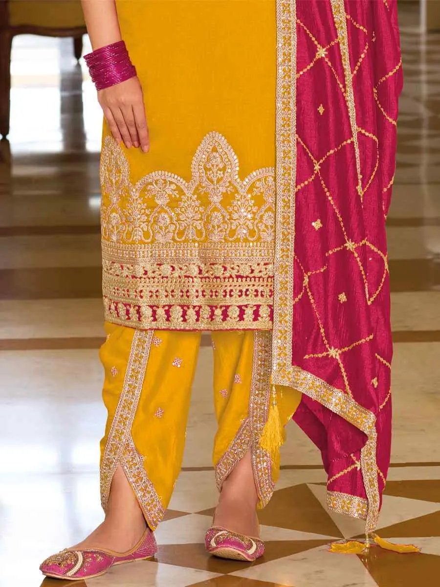 Charming Yellow Color Kurti With Embroidery Work For Women