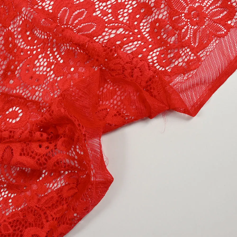 Dentelle polyester Marguerite rouge