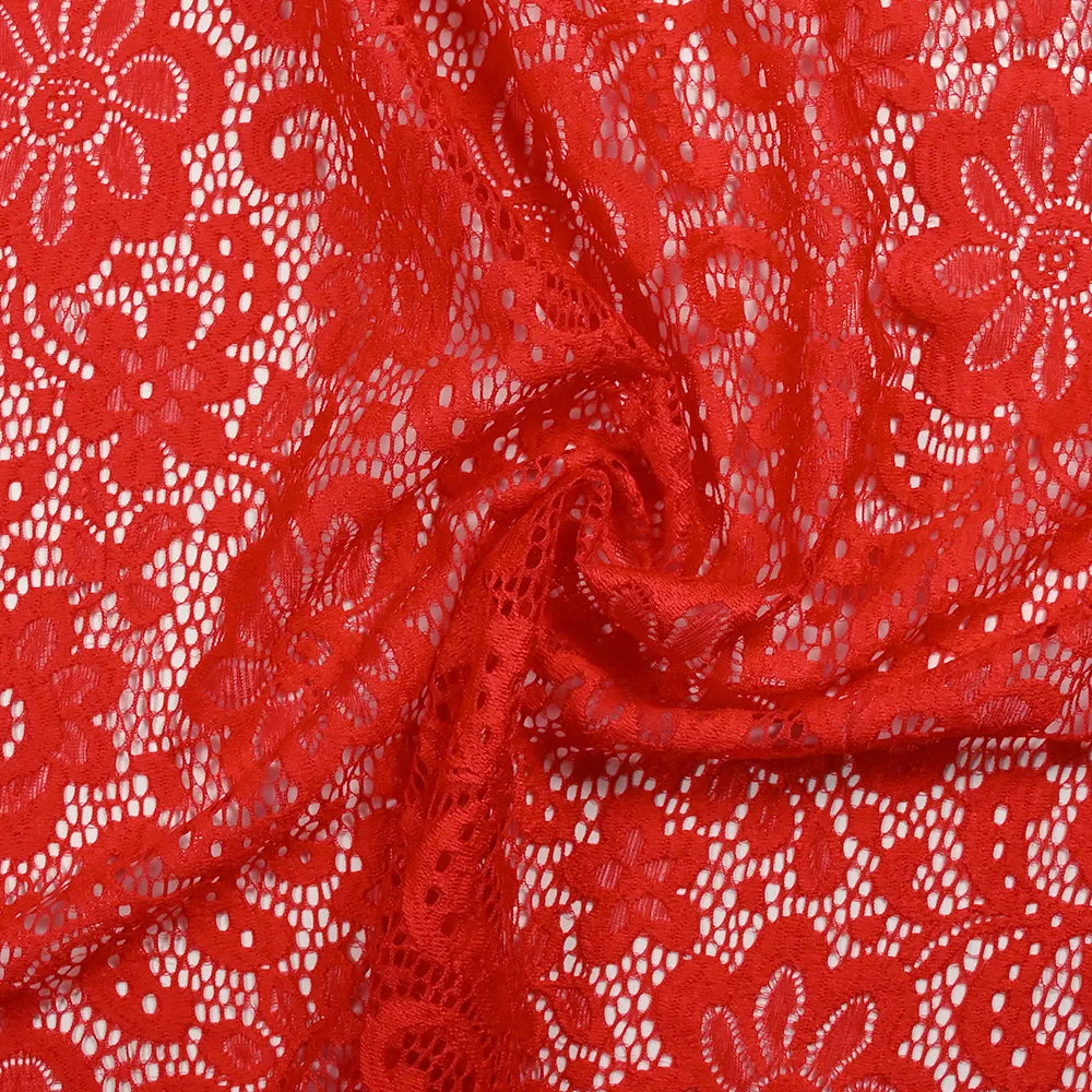 Dentelle polyester Marguerite rouge