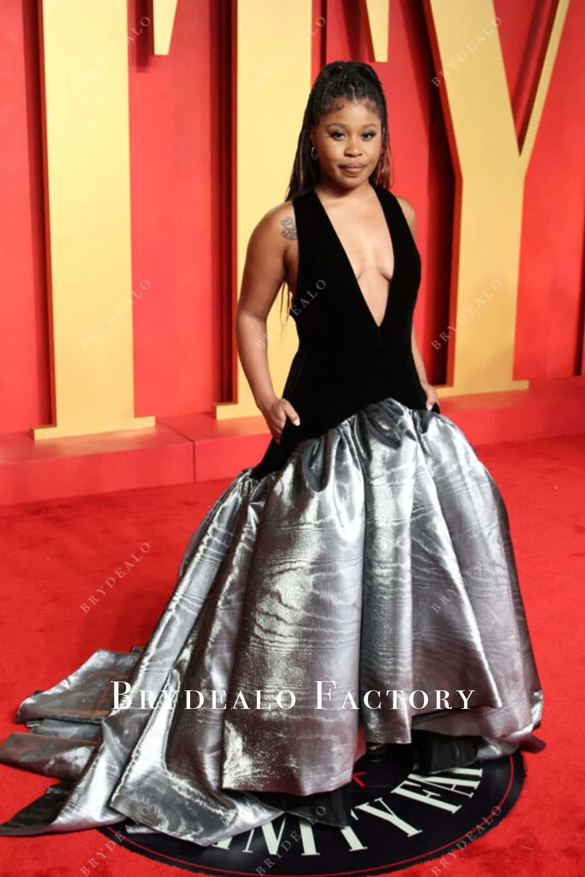 Dominique Fishback Two-Tone 2024 Oscars After Party Dress