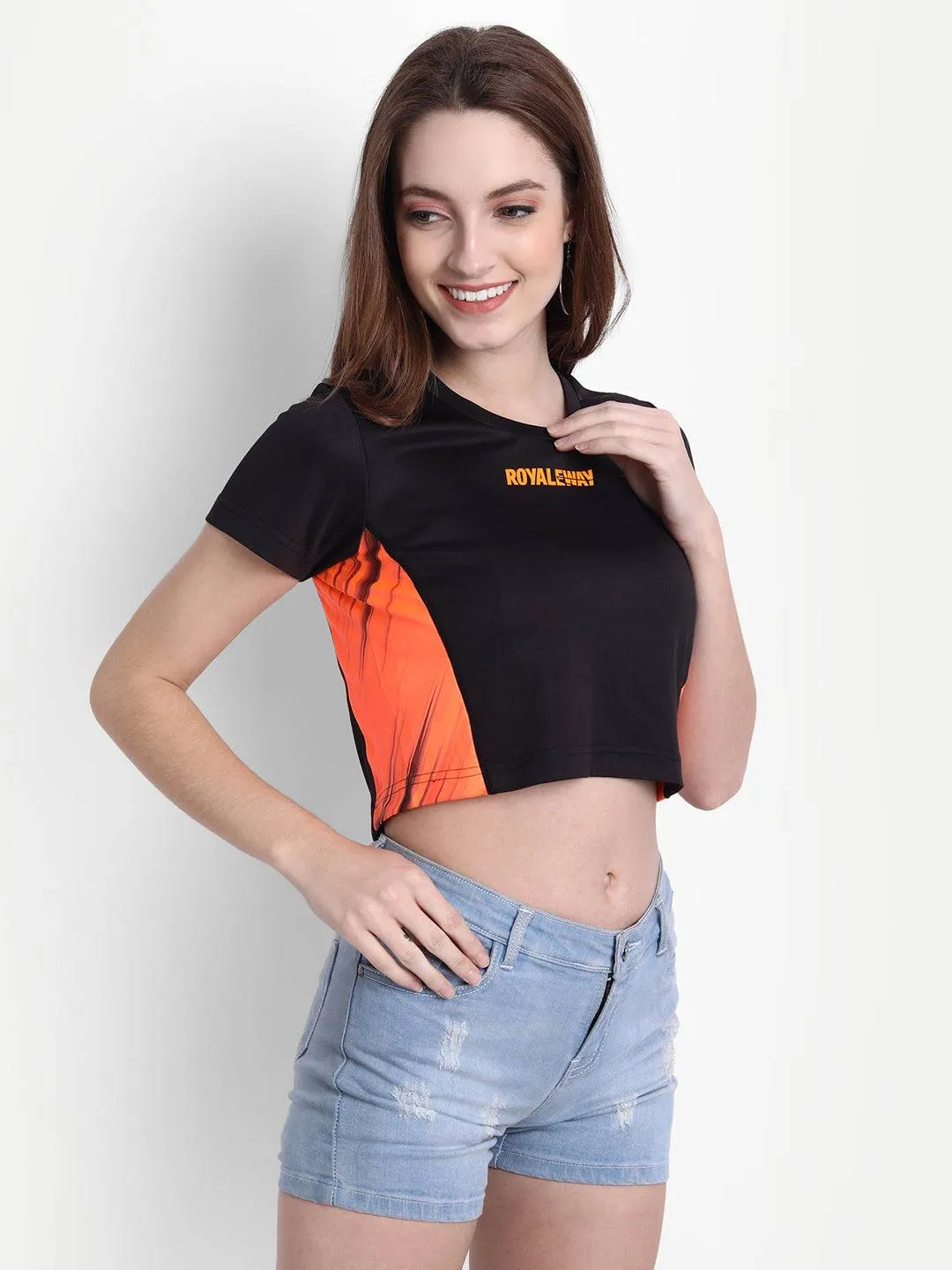 DriDOT Black Long Back Crop Top RWW2039