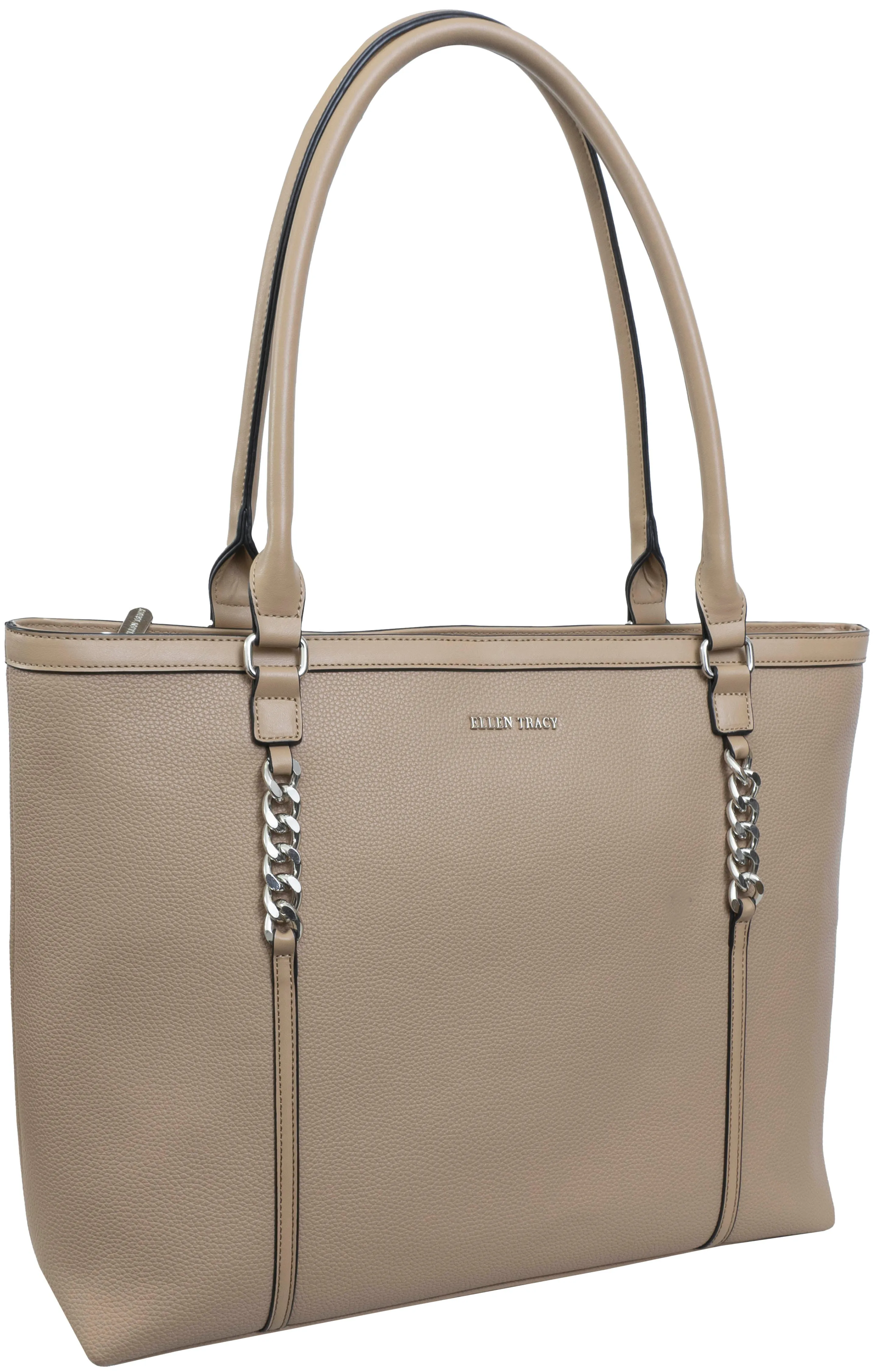 Ellen Tracy Double Handle Tote with Chunky Chain Detail