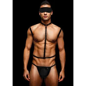 Envy 3 Pc Wet Look Chest Harness - Large/xlarge -  Black