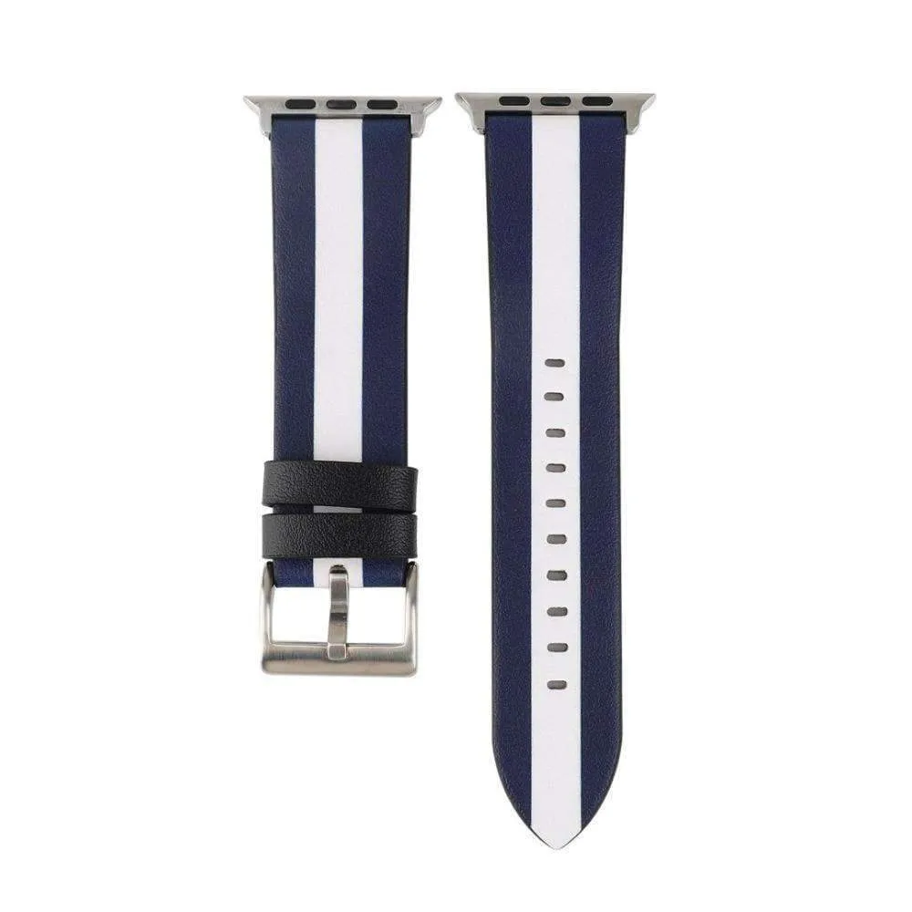 Fashion color stripes Leather Wrist Strap for iWatch Apple Watch Band  Series Strap WatchBand