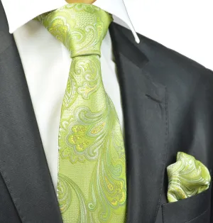 Green Paisley Necktie and Pocket Square