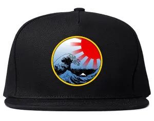 Japanese Wave Print Mens Snapback Hat