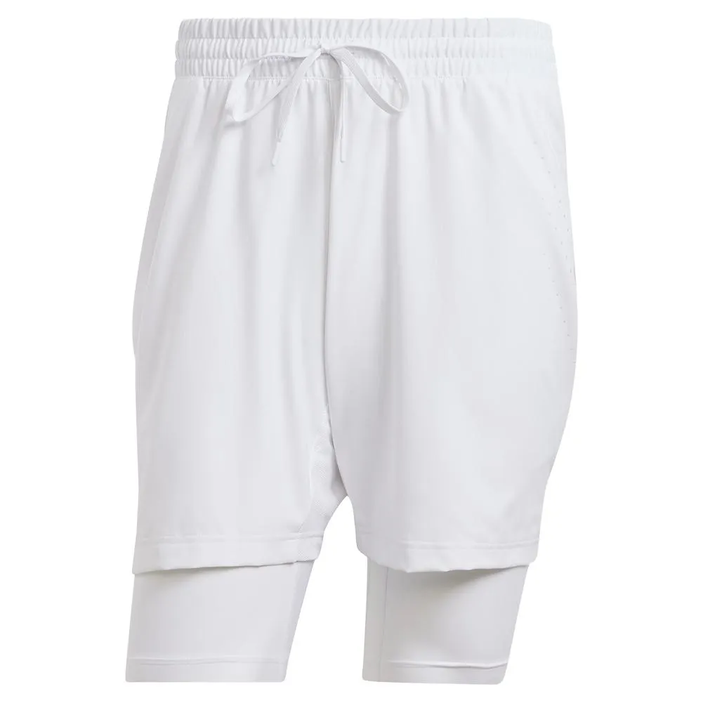 Mens Short and Tight Tennis Set White