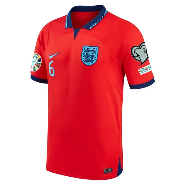 Nike England Harry Maguire Away Jersey 22/23 w/ Euro Qualifier Patches (Challenge Red/Blue Void)