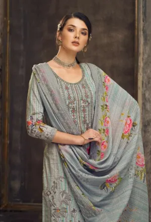 Pure Cotton Unstitched Printed Suit Set With Embroidery Dress Material