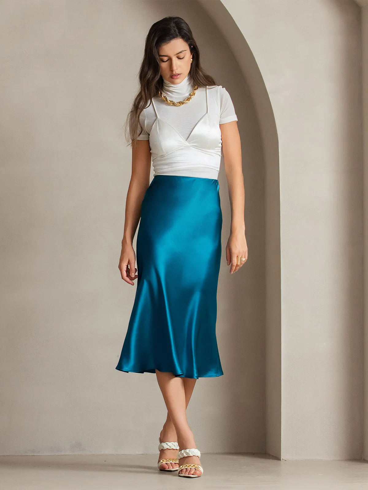 Pure Silk Basic Elegant Skirt