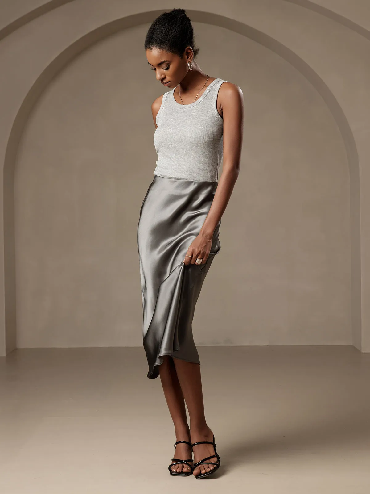 Pure Silk Basic Elegant Skirt