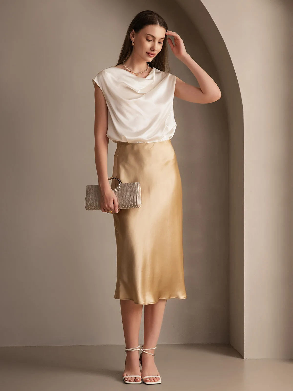 Pure Silk Basic Elegant Skirt