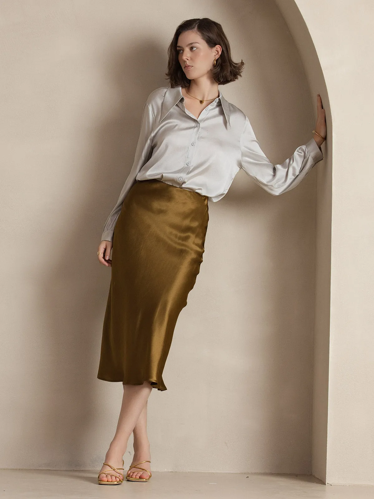 Pure Silk Basic Elegant Skirt