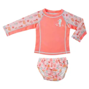 Rashguard Top   Swim Diaper 2pc Set Seahorse