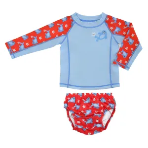 Rashguard Top   Swim Diaper 2pc Set - Seal