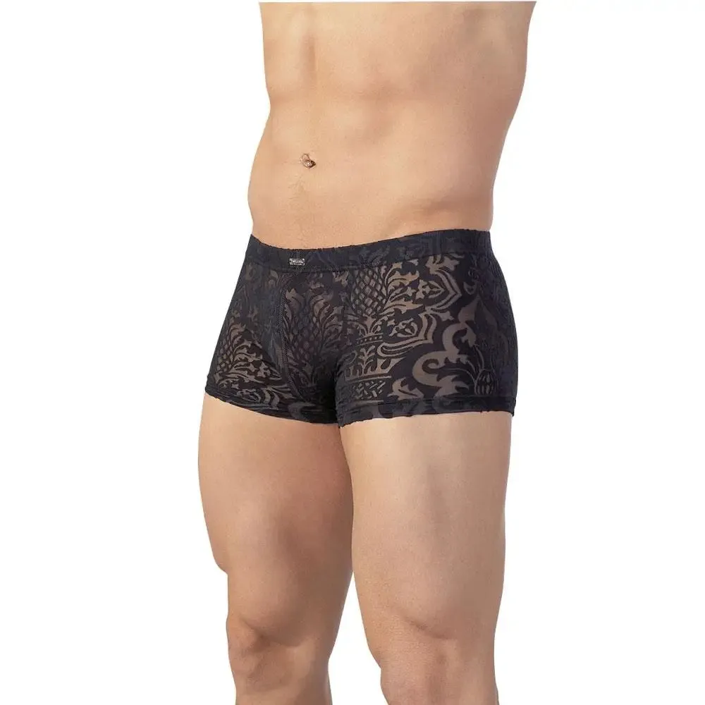 Sexy Wet Look Floral Black Patterned Brief for Men