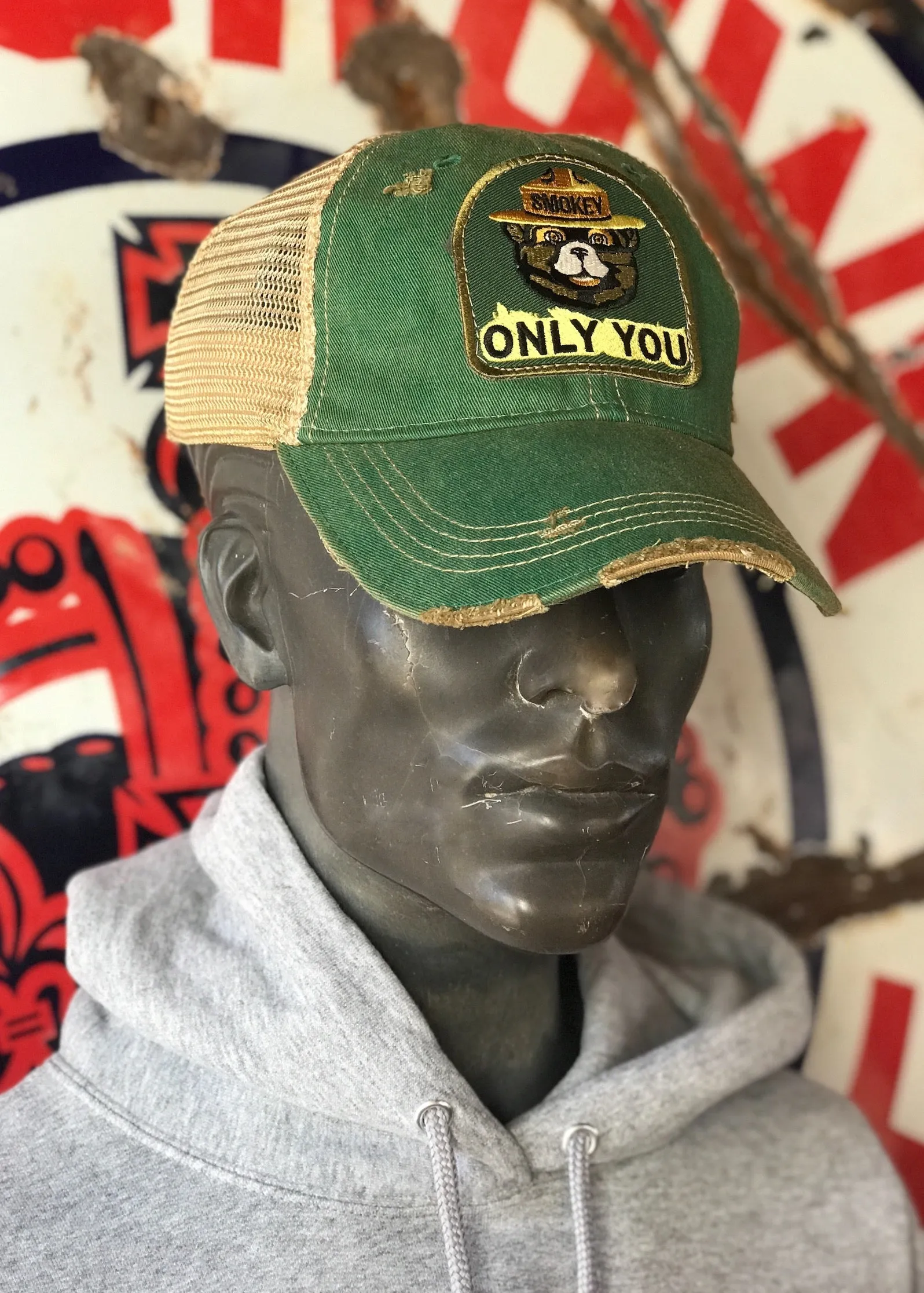 Smokey Bear ONLY YOU Hat - Distressed Kelly Green Snapback