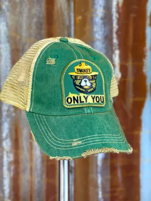 Smokey Bear ONLY YOU Hat - Distressed Kelly Green Snapback