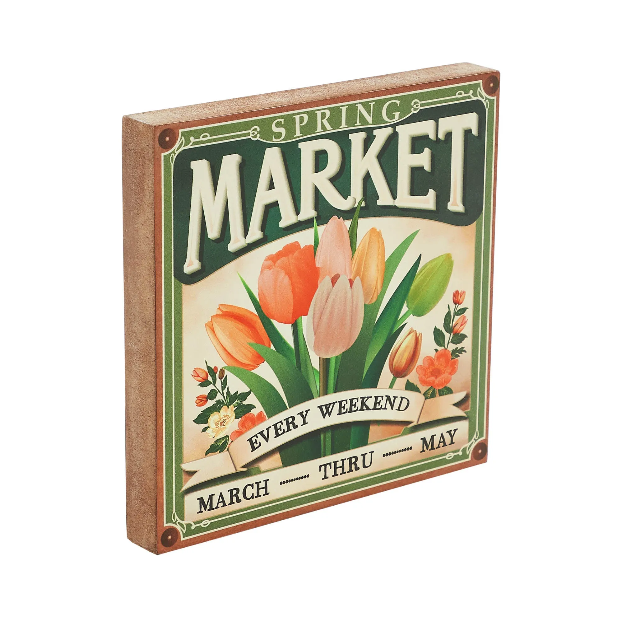 Spring In Bloom Spring Market Flowers Sale MDF Block Sign 8x8x1