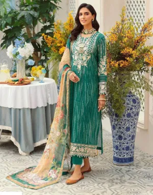 Unstitched Green Cotton Pakistani Style Suits Dress Material