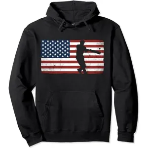 USA Cricket Flag Cricket Player Pullover Hoodie