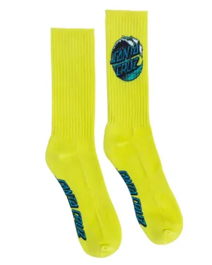 Wave Dot Crew Socks - Safety Yellow