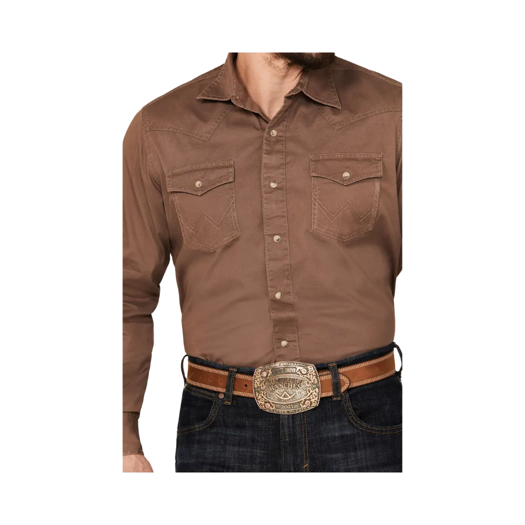 Wrangler Retro Men's premium Solid Long Sleeve Snap Western Shirt